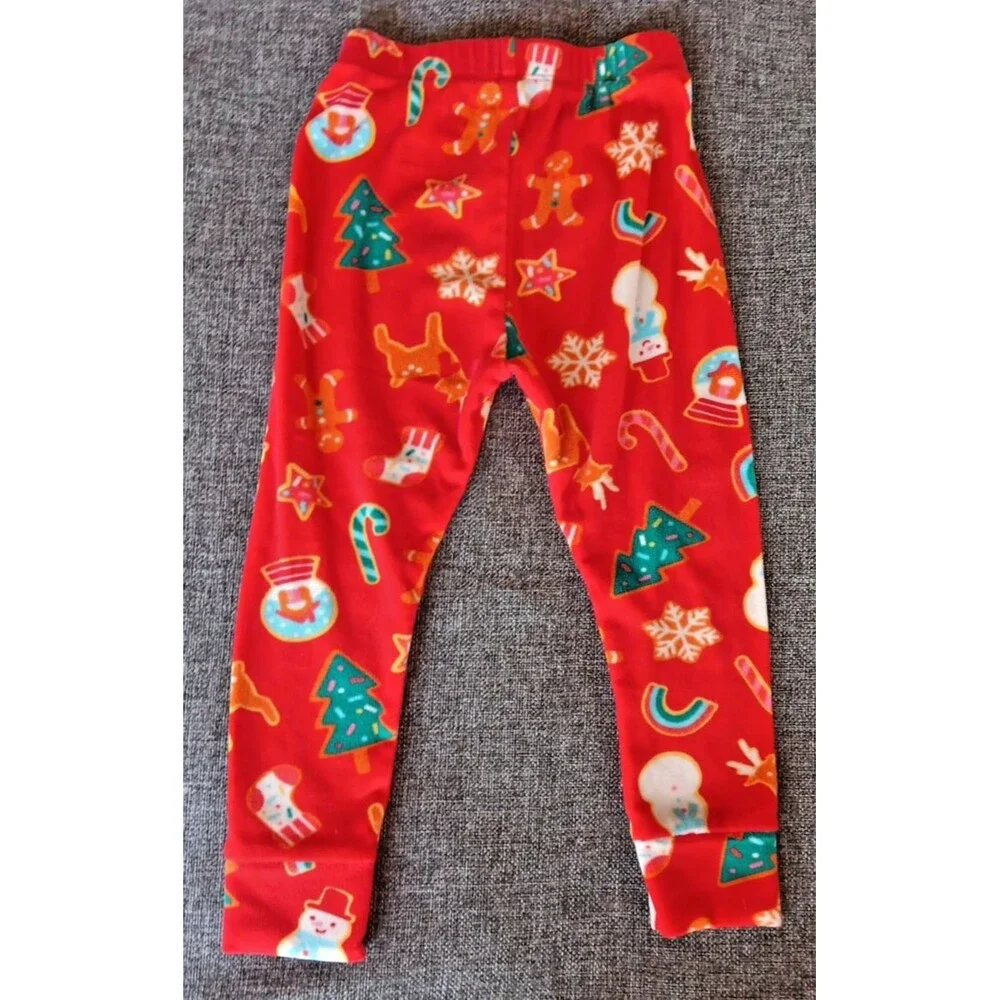 pajama 3T Cat And Jack 2 piece Holiday Christmas sleepwear Set Red Microfiber